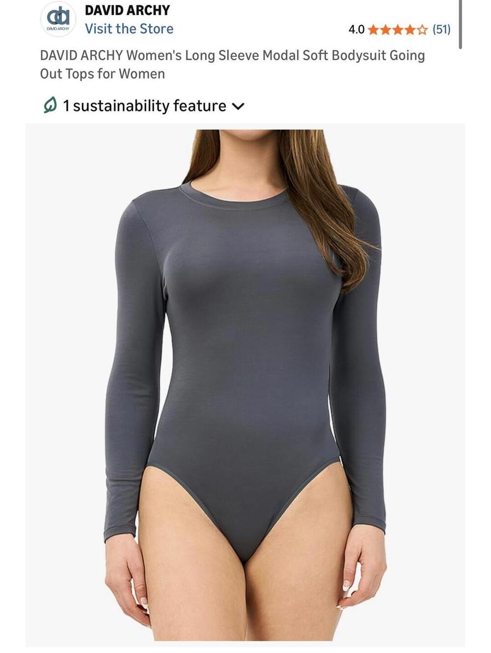 DAVID ARCHY Women's Long Sleeve Modal Soft Bodysuit